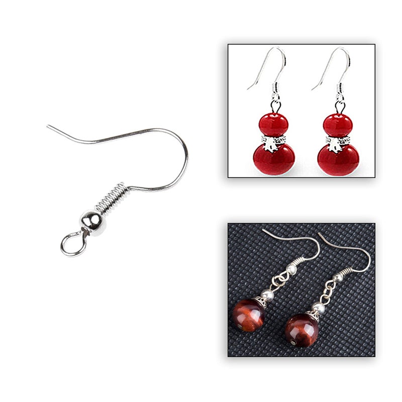 Eco-Fused 18mm Earring Hooks - 200 pcs - Coil and Ball Style Nickel-Free Ear Wires - Silver-Plated Steel- Great for DIY Earrings (18mm Earring Hooks - 200 pcs, Silver Color) - Image 3